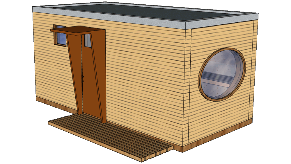 eco-ModulHaus Lodge Sauna - 3D-Ansicht