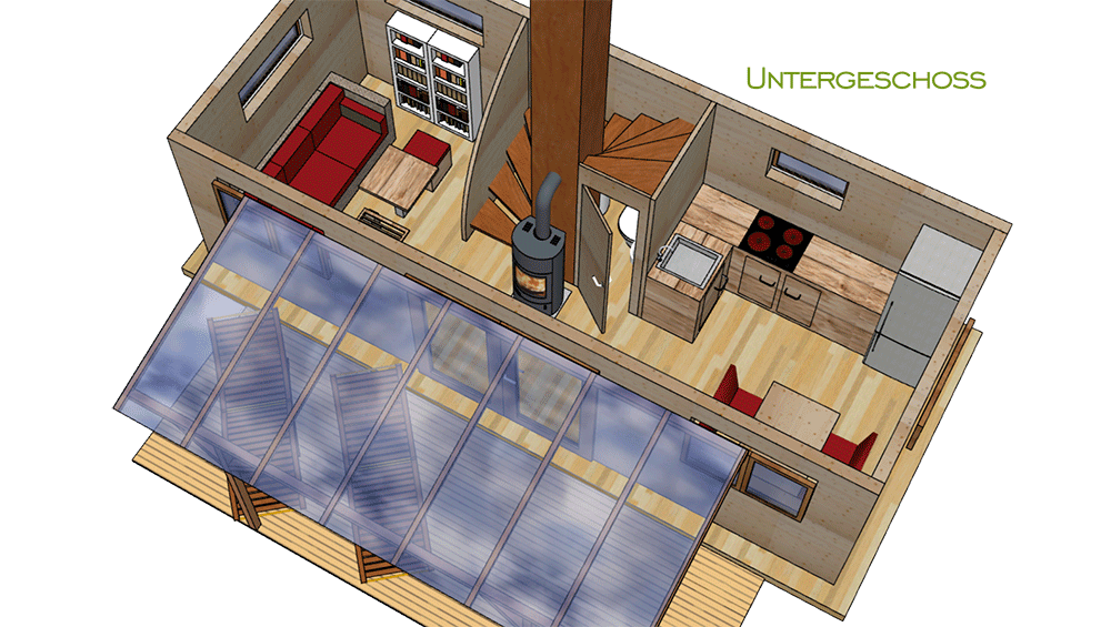 eco-ModulHaus Loft D2 - UG 3D-Aufsicht